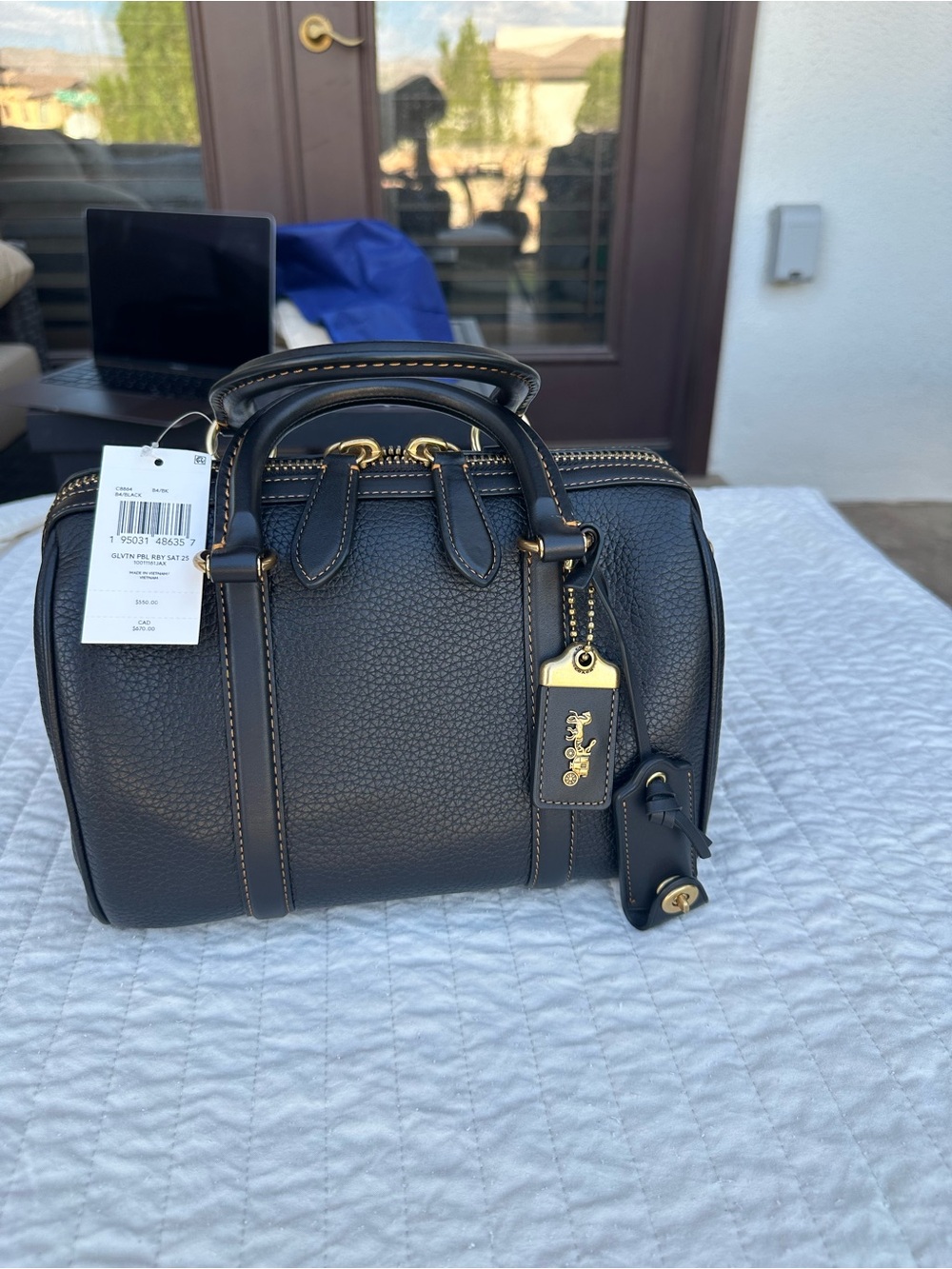NWT Coach Ruby satchel 25 Black Pebbled glove tanned leather with Gold Hardware